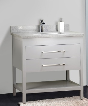 32 Inches Solid Wood Gray Vanity with Stone Top